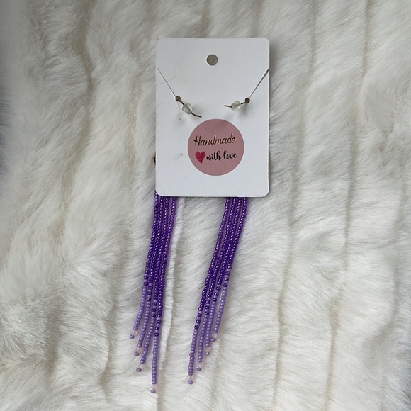 NWT Handmade Purple Dangling Earrings - Picture 5 of 5